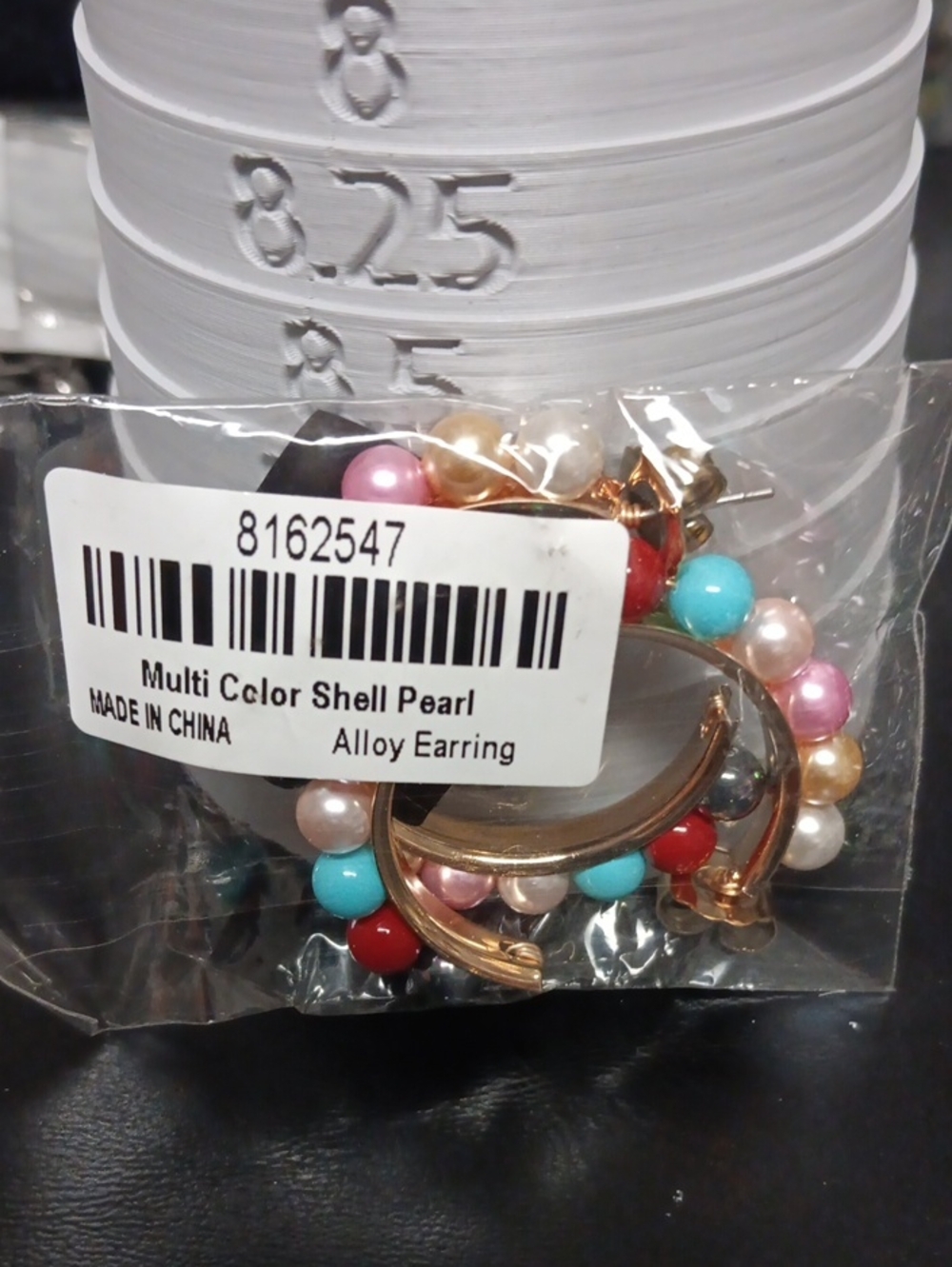 Gold-Tone Hoop Earrings with Multi-Color Shell Pearls
